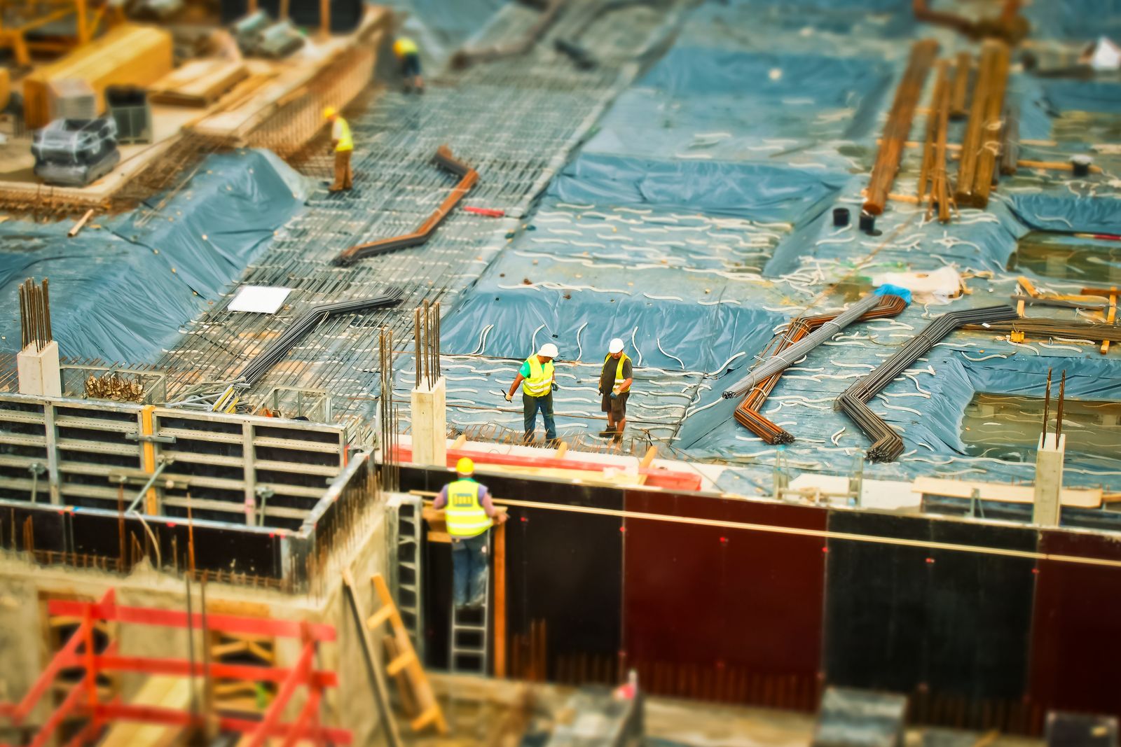 Aerial view of an active construction site